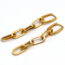 Real Gold Bigger Paper Clip Hanging Earring Set 1796 E1829