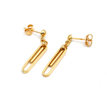 Real Gold Link Dangler Paper Single Clip Hanging Earring Set 1711 E1851
