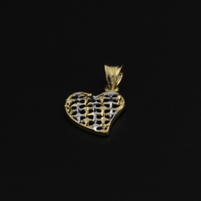 Real Gold 2C Curved Net Heart Pendant - 18K Gold Jewelry