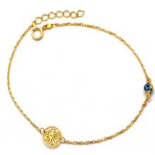 Real Gold Butterfly Round Evil Eye Adjustable Size Bracelet 0737-VI BR1496