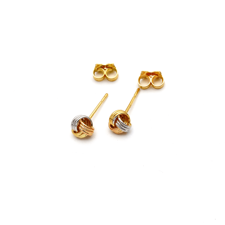 Real Gold 3 Color Ring Twisted Earring Set GL6376 E1375 Gold