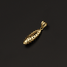 Real Gold 3D Net Oval Pendant - 18K Gold Jewelry