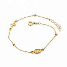 Real Gold 3D Cross Rosary Bracelet 0232 BR1428