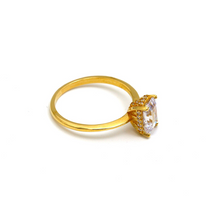 Real Gold Rectangle Side Stone Engagement and Wedding Ring 0206 (SIZE 4.5) R2309