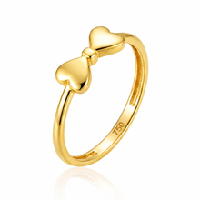 Real Gold Double Heart Ribbon Ring (Size 8) 0011 R3015