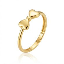 Real Gold Double Heart Ribbon Ring (Size 6) 0011 R3017