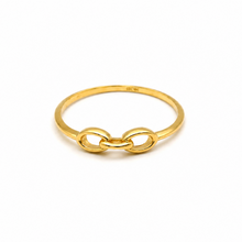 Real Gold Three Oval Paper Clip Link Ring (Size 5) 0019 R3010