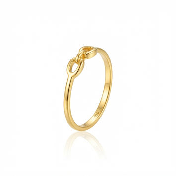Real Gold Three Oval Paper Clip Link Ring (Size 5) 0019 R3010
