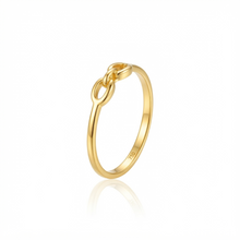 Real Gold Three Oval Paper Clip Link Ring (Size 5) 0019 R3010