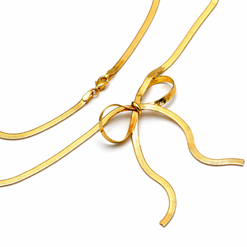 Real Gold Snake Chain Bow Design Necklace (45 C.M) 0041 N1541