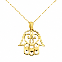 Real Gold Openwork Hamsa Hand Necklace 0050 CWP 2047