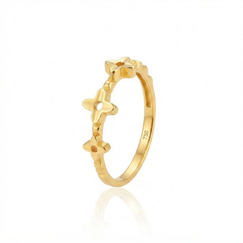 Real Gold Three Flower Blossom Ring (Size 6) 0067 R2975