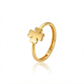 Real Gold Four Petal Flower Ring (Size 6) 0070 R2927