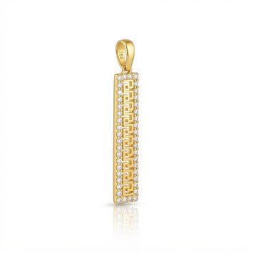 Real Gold Maze Hoop Luxury Stone Bar Pendant 0073 P 1783