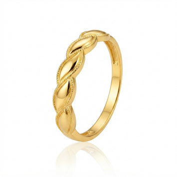 Real Gold Five Leaf Twist Ring (Size 5) 0073 R2968