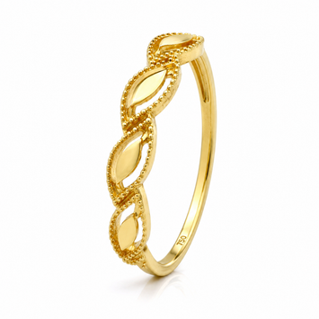 Real Gold Five Leaf Twist Ring (Size 5) 0073 R2968