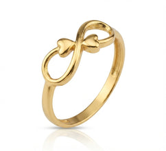 Real Gold Infinity Double Heart Ring (Size 7) 0082 R2991