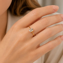 Real Gold Rectangle Stone Engagement and Wedding Ring 0107 (SIZE 9) R2213