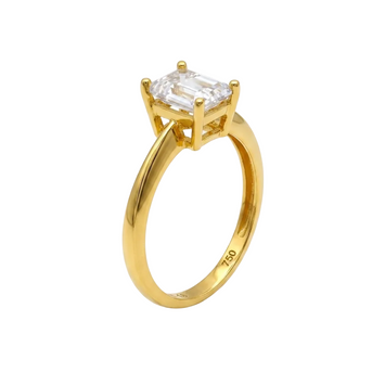Real Gold Rectangle Stone Engagement and Wedding Ring 0107 (SIZE 8) R2326