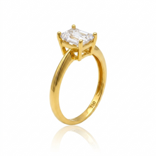 Real Gold Rectangle Stone Engagement and Wedding Ring 0107 (SIZE 6) R2210