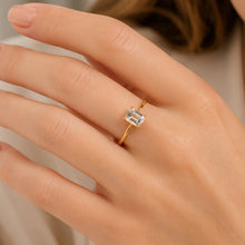 Real Gold Rectangle Stone Engagement and Wedding Ring 0107 (SIZE 10) R2327
