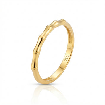 Real Gold Bamboo Bar Ring (Size 5) 0116 R3022