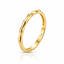 Real Gold Bamboo Bar Ring (Size 6) 0116 R3021