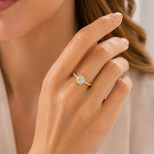 Real Gold Round Stone Ring 0125 (SIZE 5) R1643