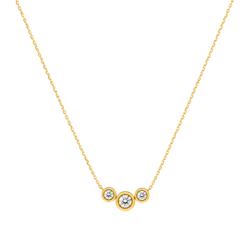 Real Gold 3 Movable Stone Adjustable Size Necklace - Model 0134 N1434