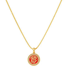 Real Gold GZMH Red Round Luxury Pendant with Box Chain VP 0150 CWP 1870