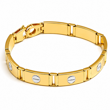 Real Gold GZCR 2 Color Screw Belt Unisex Bracelet (18 C.M) 0151-YW BR1632