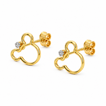 Real Gold Mickey Mouse Earring Set 0222 E1863
