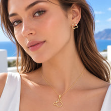 Real Gold Mickey Mouse Earring Set With Pendant And Chain 0222 SET1075
