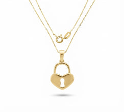 Real Gold Heart Padlock Necklace 0233 CWP 2046