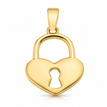 Real Gold Heart Padlock Pendant 0233 P 2046