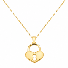 Real Gold Heart Padlock Necklace 0233 CWP 2046