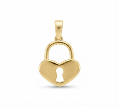 Real Gold Heart Padlock Pendant 0233 P 2046