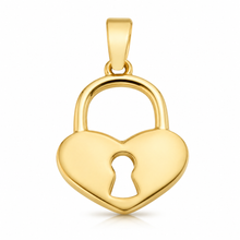 Real Gold Heart Padlock Pendant 0233 P 2046