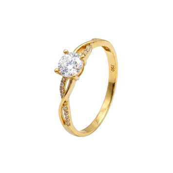Real Gold Elegant Crossover Stone Ring 0237 (Size 8.5) R2775