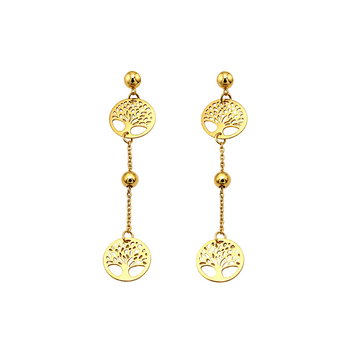 Real Gold Tree Hanging Stud Earring Set 0239-111 E1713