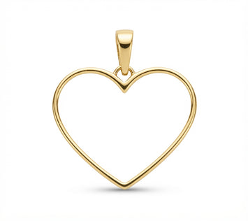 Real Gold Open Heart Outline Pendant 0255 P 2048