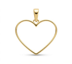Real Gold Open Heart Outline Pendant 0255 P 2048