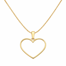 Real Gold Open Heart Outline Necklace 0255 CWP 2048
