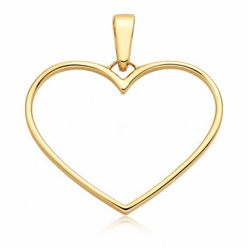 Real Gold Open Heart Outline Pendant 0255 P 2048
