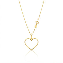 Real Gold Open Heart Outline Necklace 0255 CWP 2048
