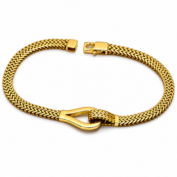 Real Gold Unisex Belt Chain Bracelet with Box Clasp Lock (20 cm) - Model 0268 BR1912