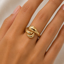 Real Gold Dual Loop Twisted Filigree Ring 0285 (Size 5) R2860