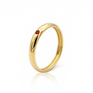 Real Gold Single Pink Stone Dome Ring (Size 5) 0298 R3005