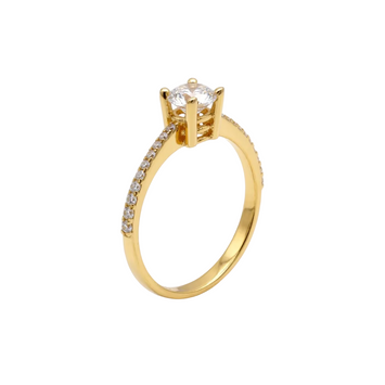 Real Gold Timeless Solitaire Stone Ring 0316 (Size 5) R2786