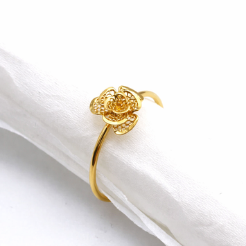 Real Gold Rose Layer Ring 0328 (Size 6) R1902